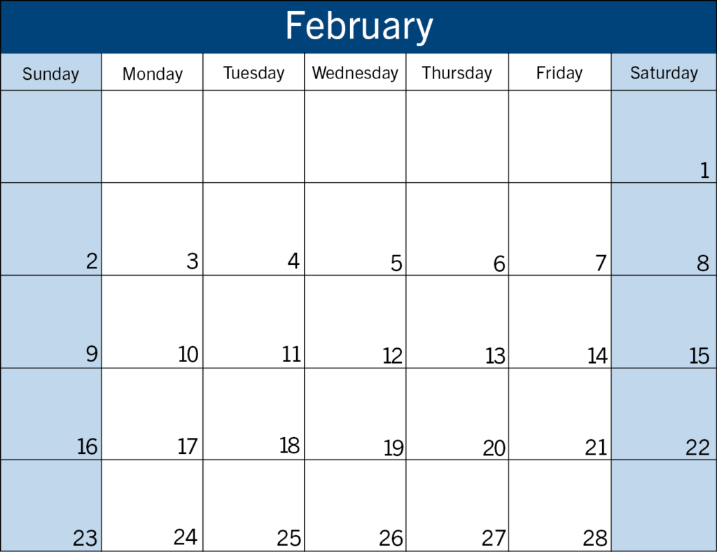 Calendar View of February 2025